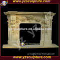 home using classic yellow stone flower carved fireplace mantel